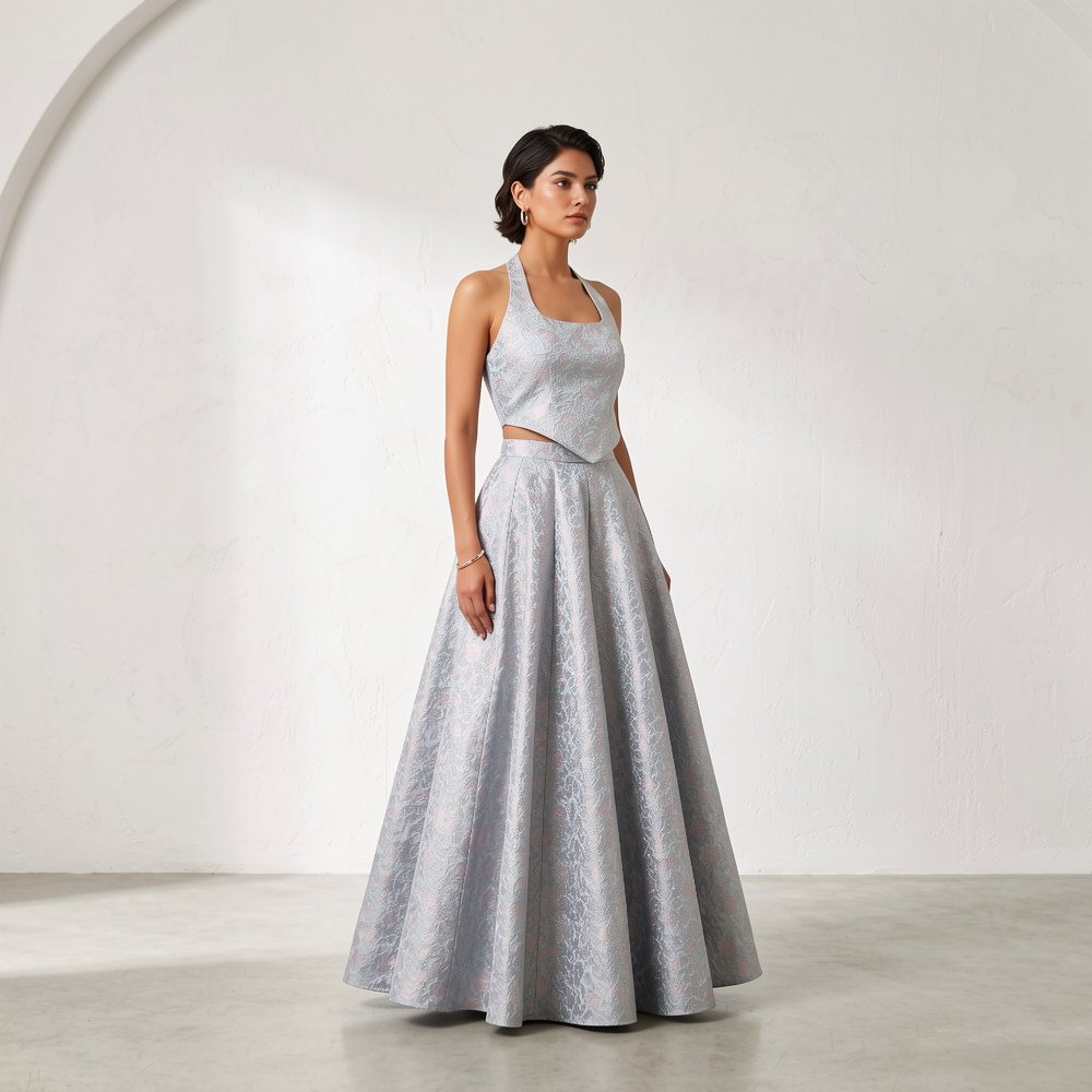 Embellished evening gown by Label Sneha Archana